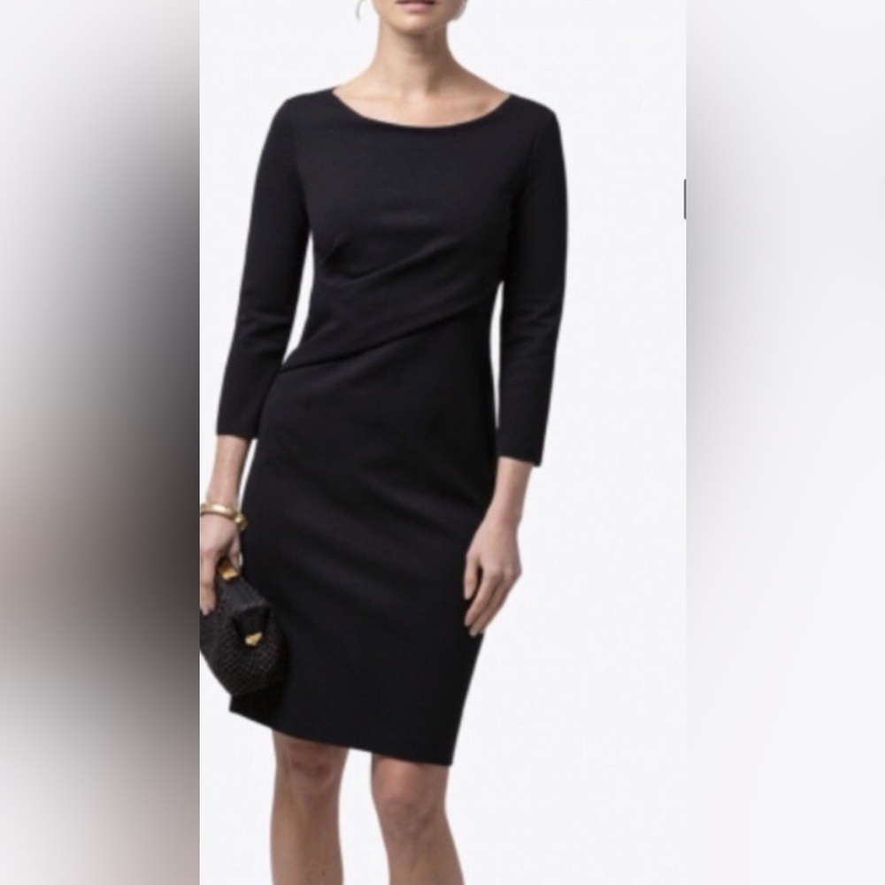 Emporio Armani Punto Milano long Sleeve Jersey Black midi Dress size 42 US (6)